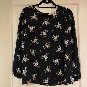 Loft flower printed long sleeve blouse